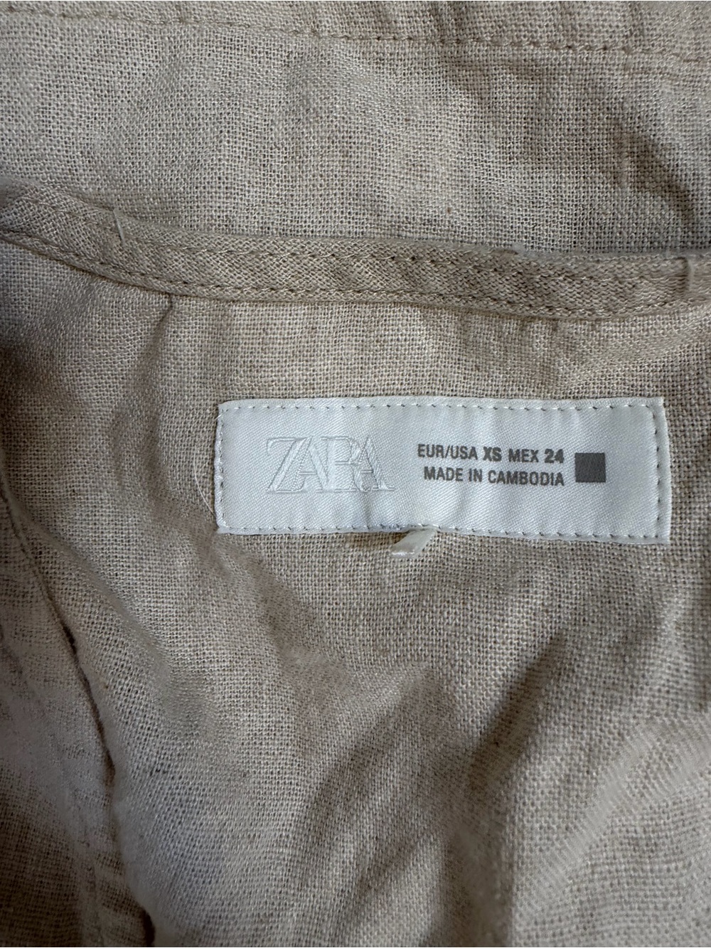 Zara Linen-Blend Cream Eyelet Tie-Front Sleeveless Top Sz XS - Picture 4 of 5